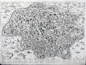 Det perfekte bybildet, kart over Roma, ca. 1600